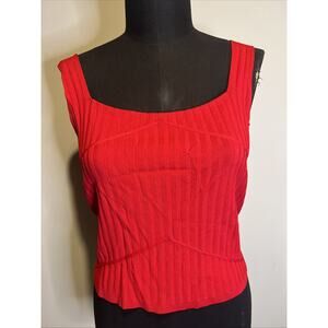 Carlisle Ribbed Square Neckline Tank Red Medium